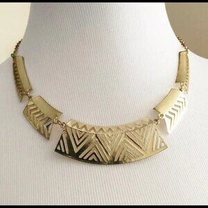Collar Statement Necklace Gold Tone